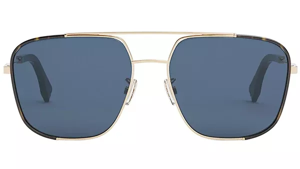 Fendi Classic Gold Rectangular Sunglasses
