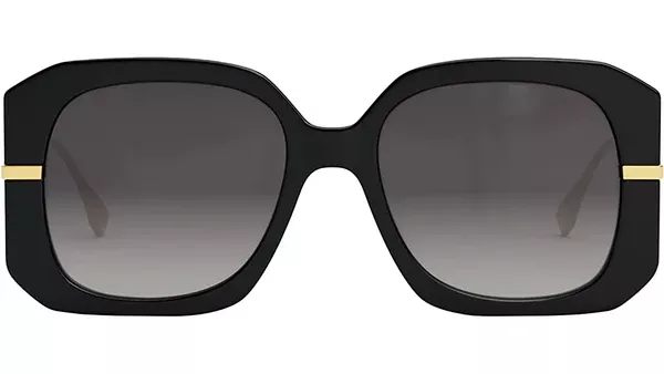Fendigraphy Solid Black Square Sunglasses